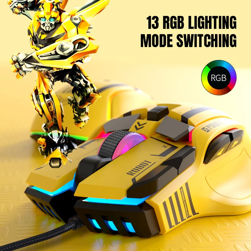 G6 Gaming Mouse Wired 128000DPI Chipa826 RGB Macro-Programmable Ergonomic Design Superior for Gaming and Work