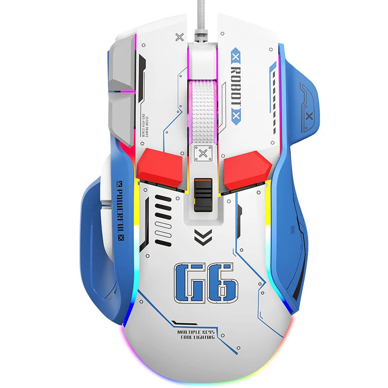 G6 Gaming Mouse Wired 128000DPI Chipa826 RGB Macro-Programmable Ergonomic Design Superior for Gaming and Work