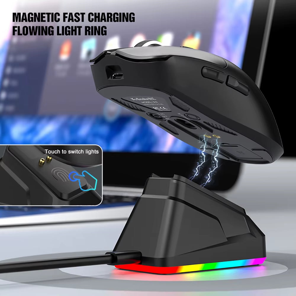 X11 Superlight Gaming Mouse PAW3311 Tri-Mode 2.4G/Bt/Wired12000 DPI RGB Lights Mouse PC Accessories with Magnetic Charging Dock