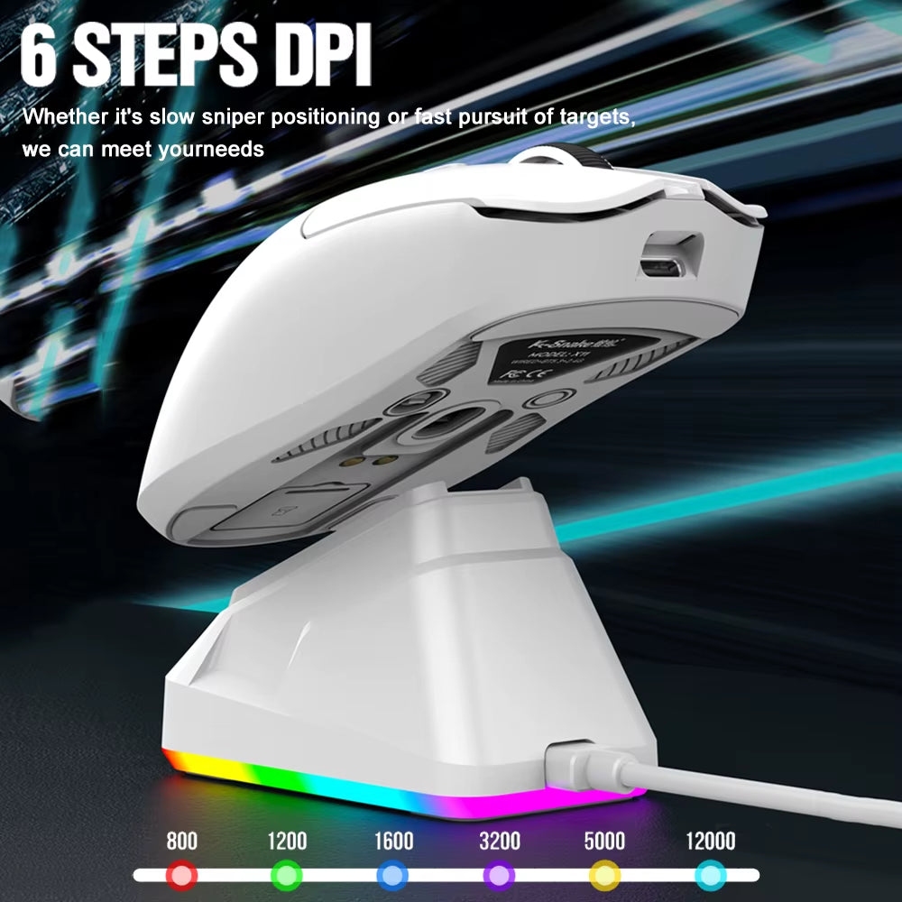 X11 Superlight Gaming Mouse PAW3311 Tri-Mode 2.4G/Bt/Wired12000 DPI RGB Lights Mouse PC Accessories with Magnetic Charging Dock