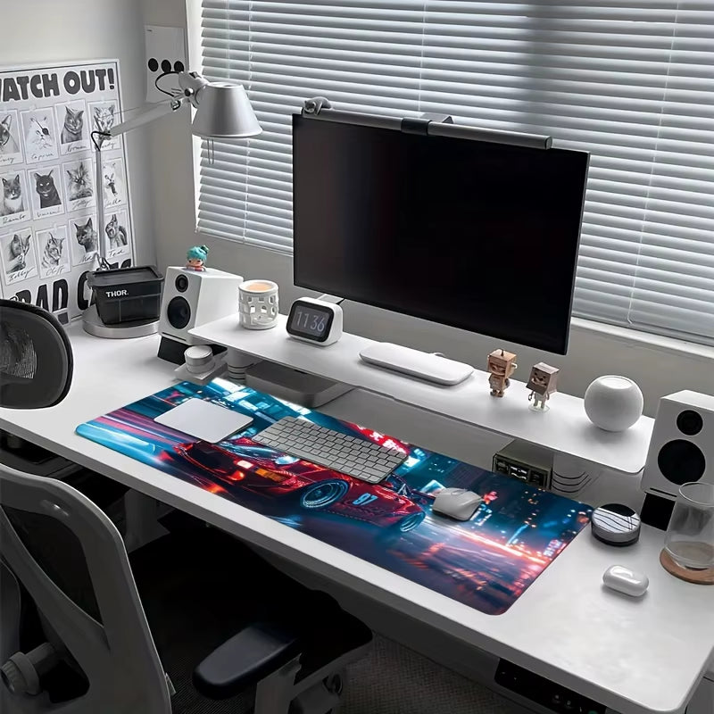 Large Red Sports Car Gaming Mouse Pad Non-Slip Sewn Edge Home Office and Work Desktop Accessories Gaming Gamer Computer Desk Pad