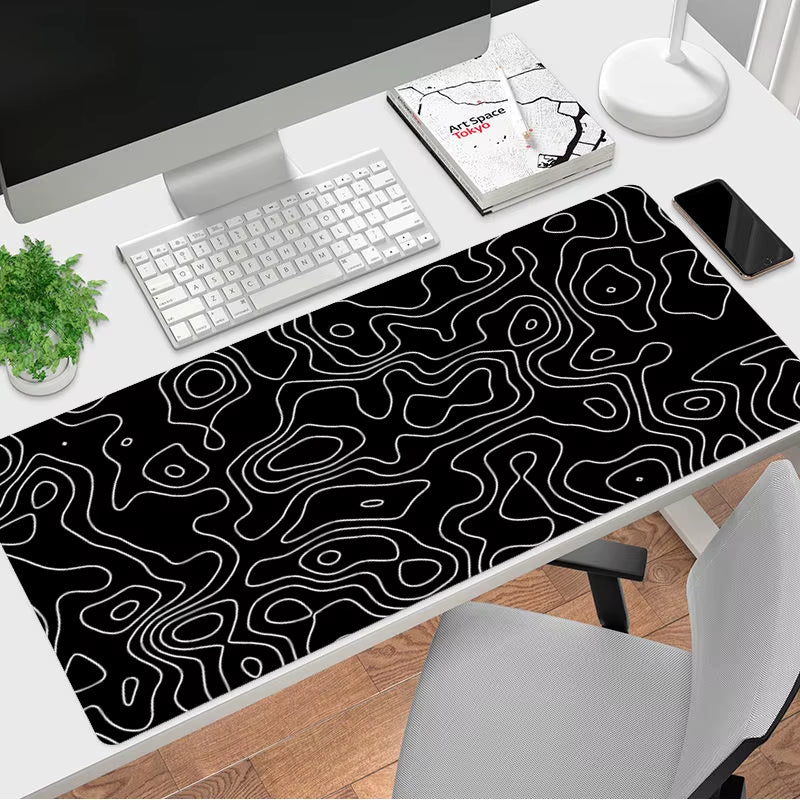 Black and White Lines Mousepad HD Printing Computer Alfombrilla Gaming Mouse Pad Keyboard PC Tapis De Souris Mausepad Deskmat