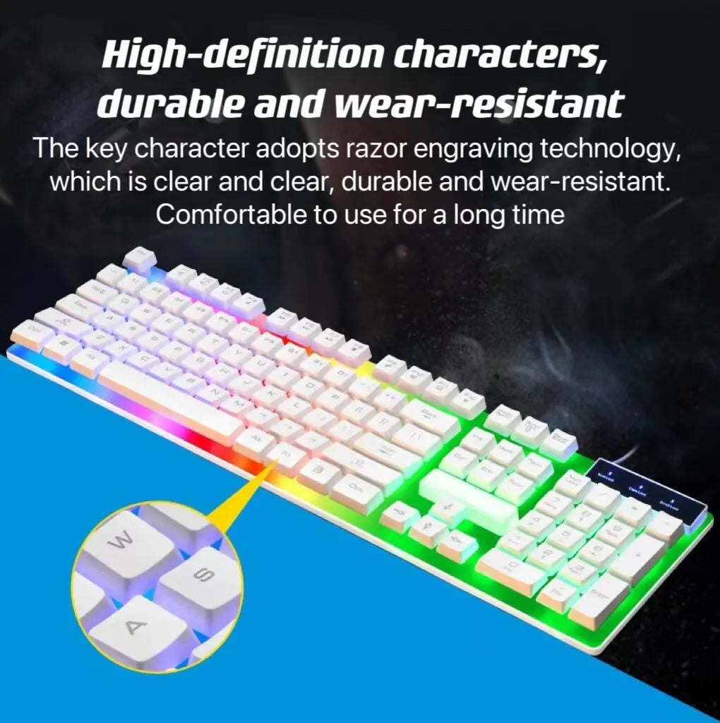 ITLY USB Wired Keyboard Set 104 Keys Backlight Gaming Keyboard Gaming for Laptop PC Computer