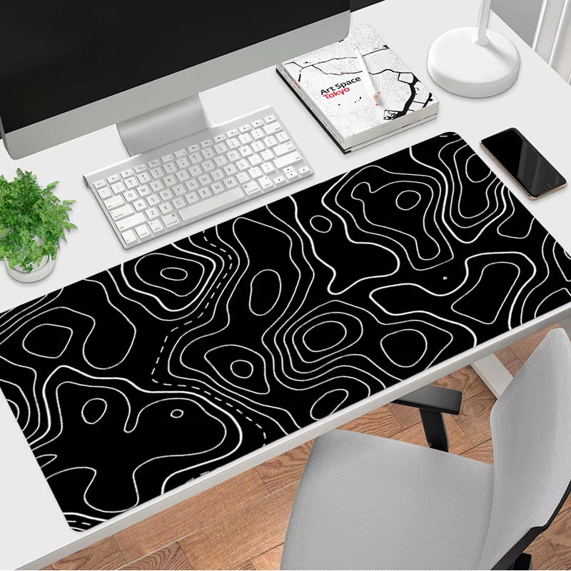 Black and White Lines Mousepad HD Printing Computer Alfombrilla Gaming Mouse Pad Keyboard PC Tapis De Souris Mausepad Deskmat