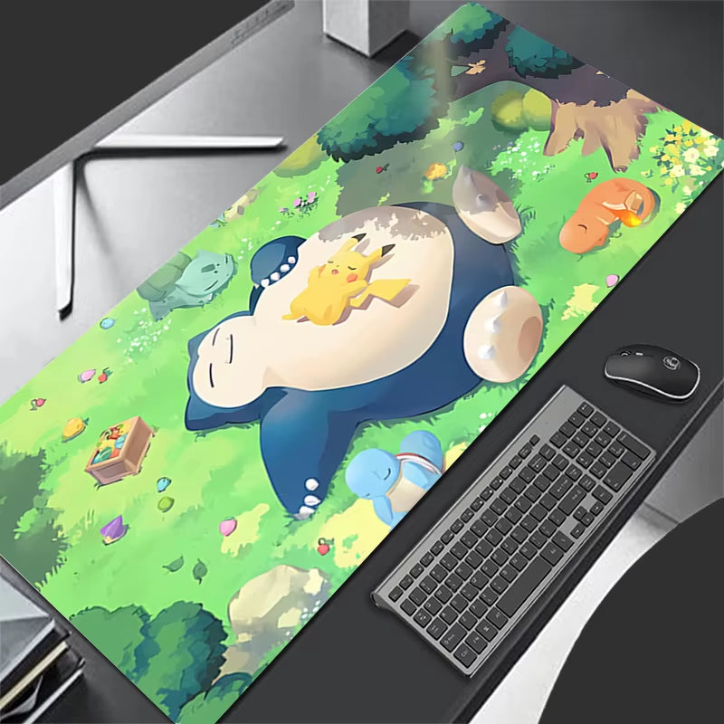 Gaming Mouse Pad Large Gamer 900X400 Keyboard Desk P-Pokemons S-Snorlax Mouse Mat Carpet Rubber Tapis Souris XXL Laptop Mousepad